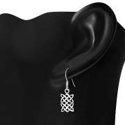 Small Rectangle Celtic Knot Silver Earrings, ep245